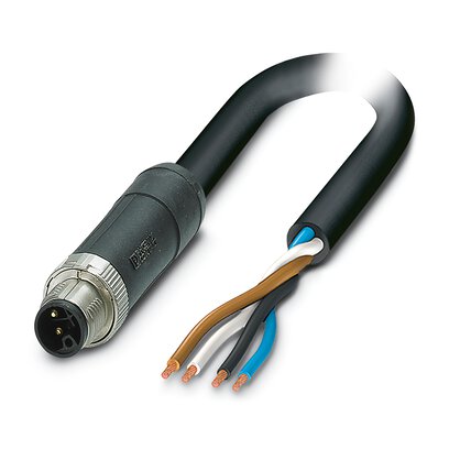 Phoenix Contact 14250 Shielded 2.5 mm² 4 Core Power Cable, Black, Grey Polyurethane PUR, 1.5m | 1425065