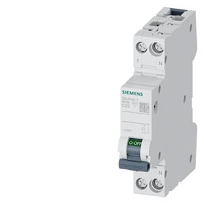 Siemens SENTRON 5SL60 MCB, 1P + N, 20A Curve C, 230V AC, 60V DC, 6 kA Breaking Capacity | 5SL6020-7