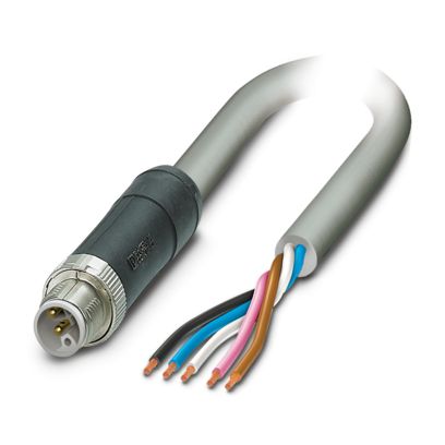 Phoenix Contact 0-290 FE, SAC-5P-M12MSL/ 5 Power 5 x 1.5 mm² 5 Core Power Cable, Grey Polyurethane PUR, 5m | 1424595
