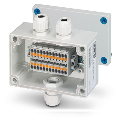 Phoenix Contact E AB A Series Grey ABS Junction Box, 12 Terminals, 130 x 80 x 60mm | 3001999