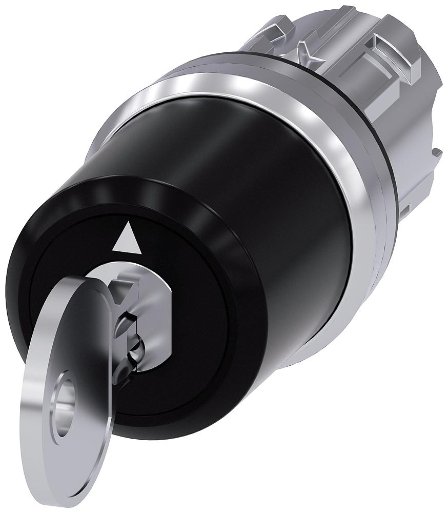 Siemens SIRIUS ACT 3SU10 3-position Key Switch Head, Latching, 22mm Cutout | 3SU1050-5BL01-0AA0