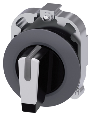 Siemens SIRIUS ACT 3SU10 Series 3 Position Selector Switch Head, 30mm Cutout, Black/White Handle | 3SU1062-2DL60-0AA0