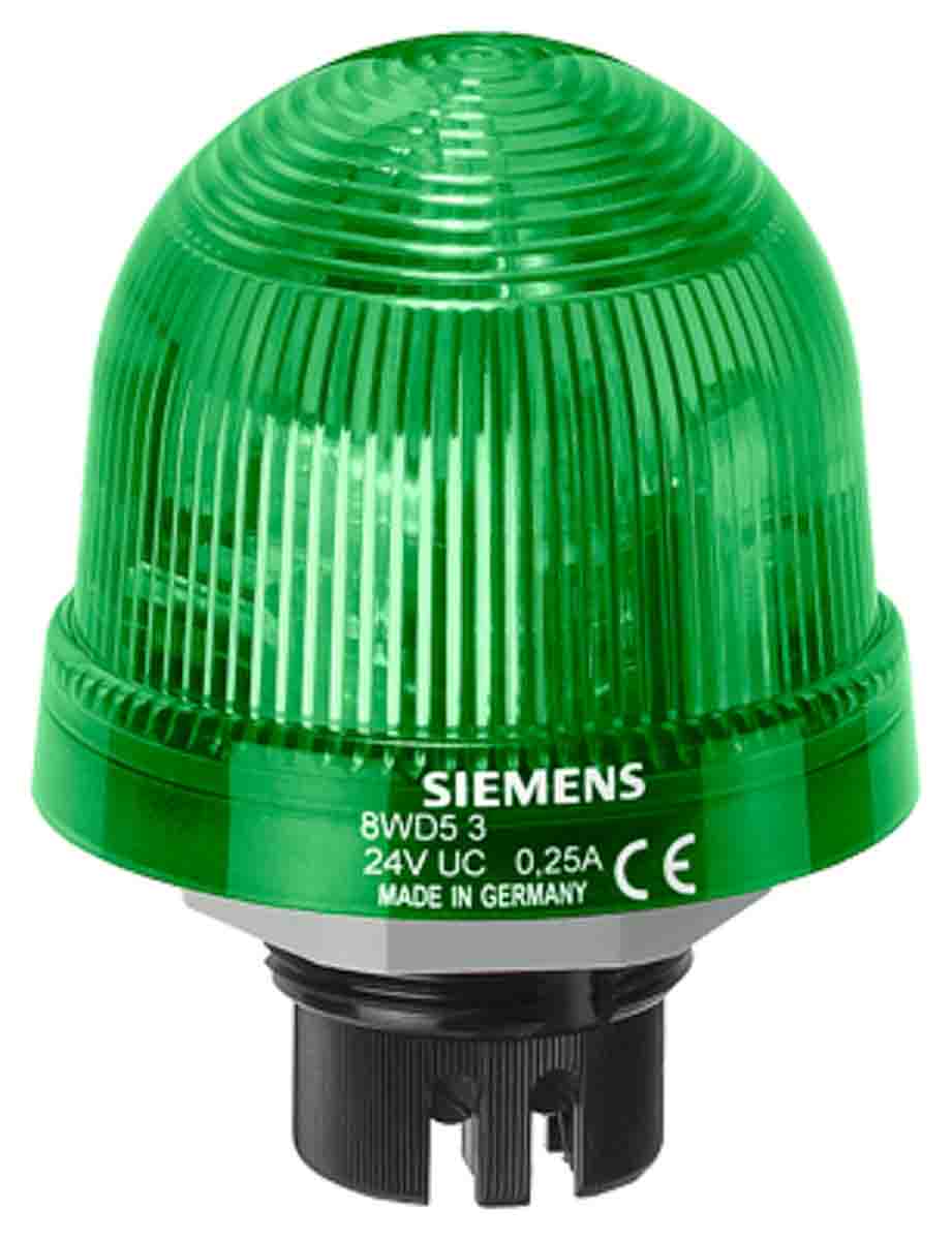 Siemens Green Flashing Beacon, 230 V ac, Bayonet Mount, Xenon Bulb, IP65 | 8WD5350-0CC