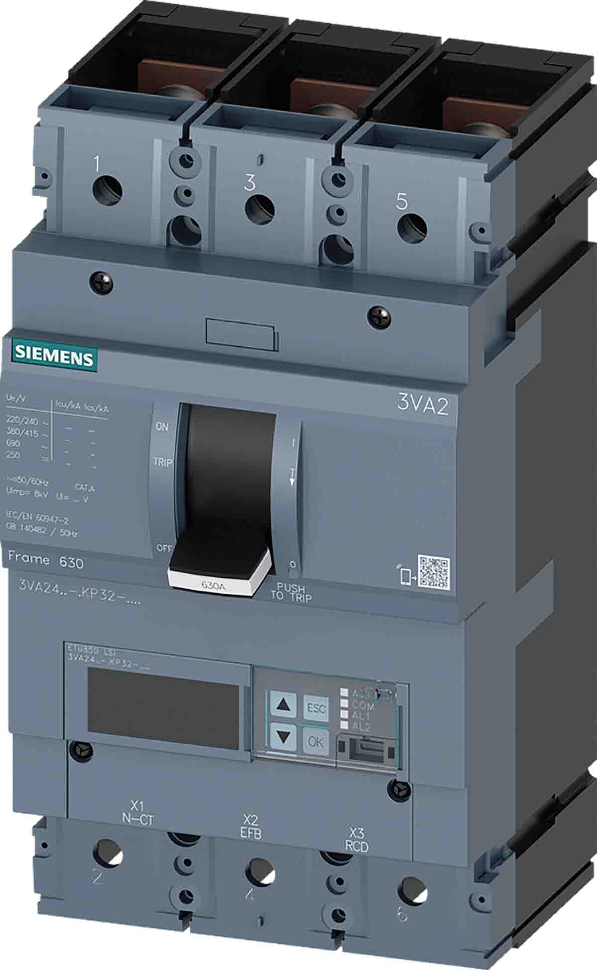Siemens, SENTRON MCCB 3P 400A, Breaking Capacity 85 kA, Fixed Mount | 3VA2440-6KP32-0AA0