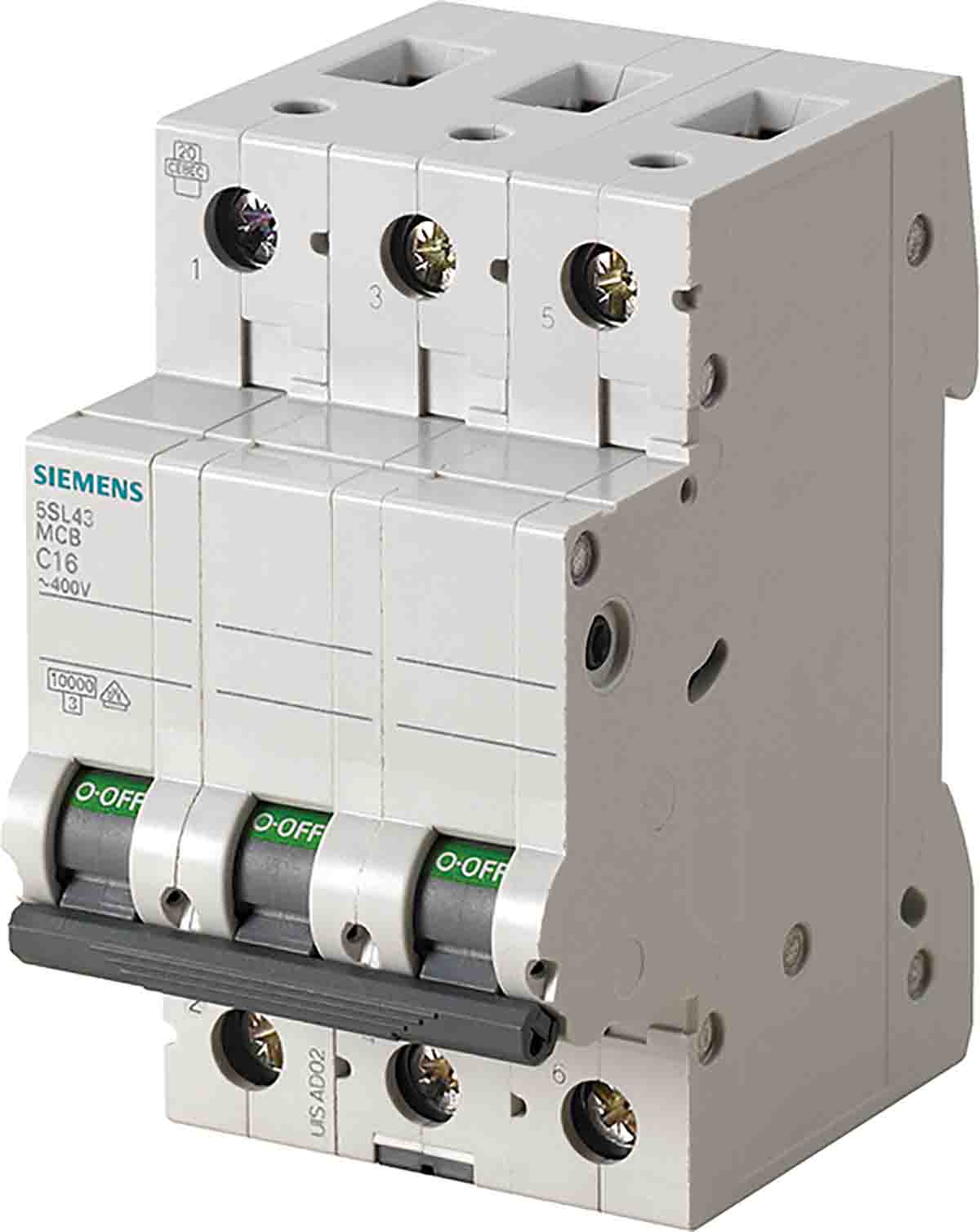 Siemens SENTRON 5SL4 MCB, 3P, 16A Curve D, 400V AC, 10 kA Breaking Capacity | 5SL4316-8