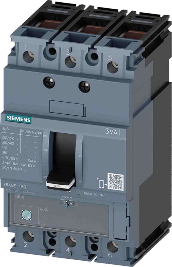 Siemens, SENTRON MCCB 3P 160A, Breaking Capacity 55 kA