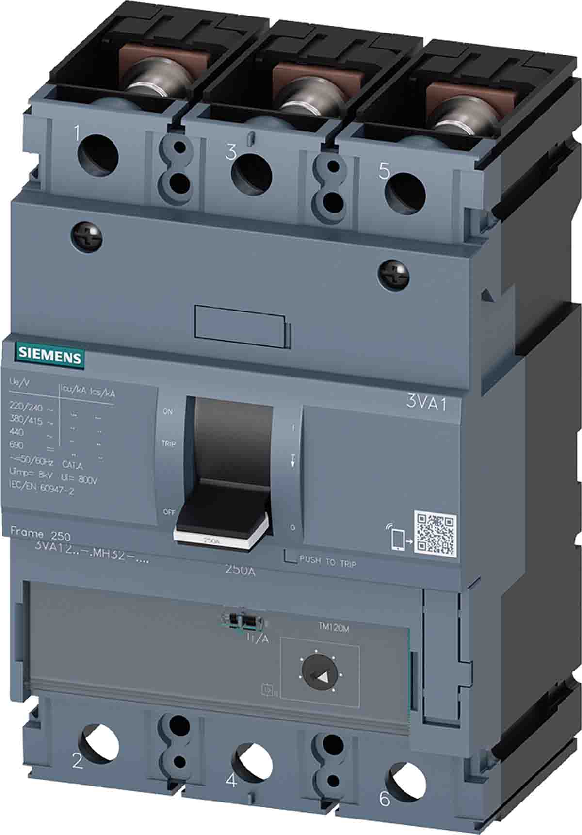 Siemens, SENTRON MCCB 3P 200A, Breaking Capacity 55 kA | 3VA1220-5MH32-0AA0