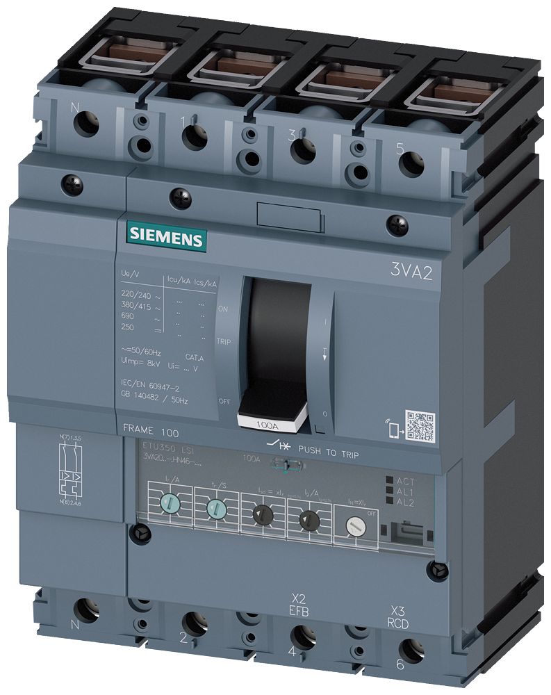 Siemens, SENTRON MCCB 4P 25A, Breaking Capacity 85 kA | 3VA2025-6HN46-0AA0