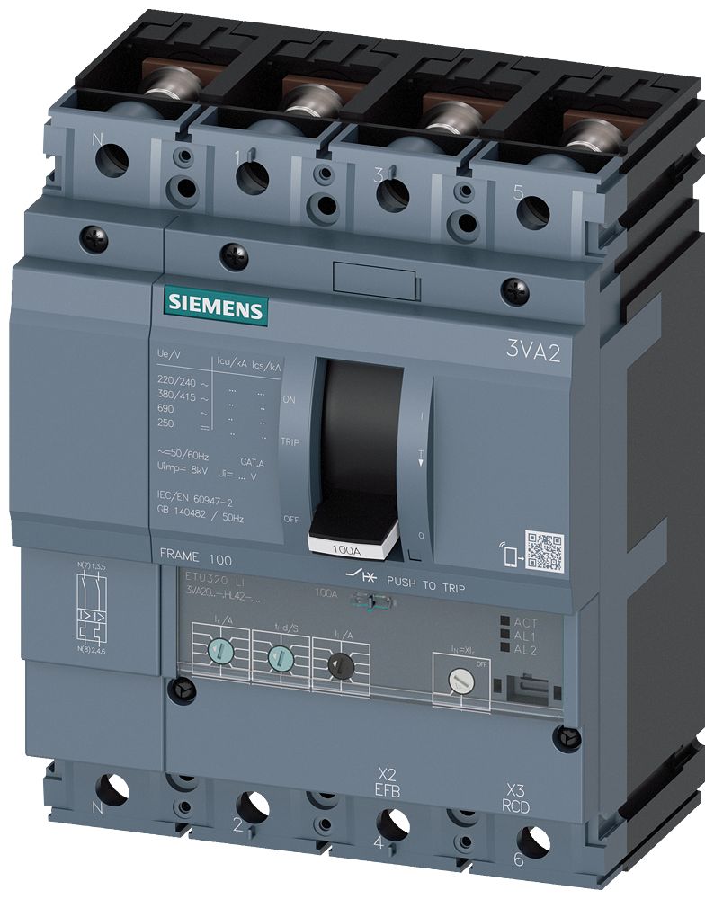 Siemens, SENTRON MCCB 4P 63A, Breaking Capacity 85 kA | 3VA2063-6HL42-0AA0