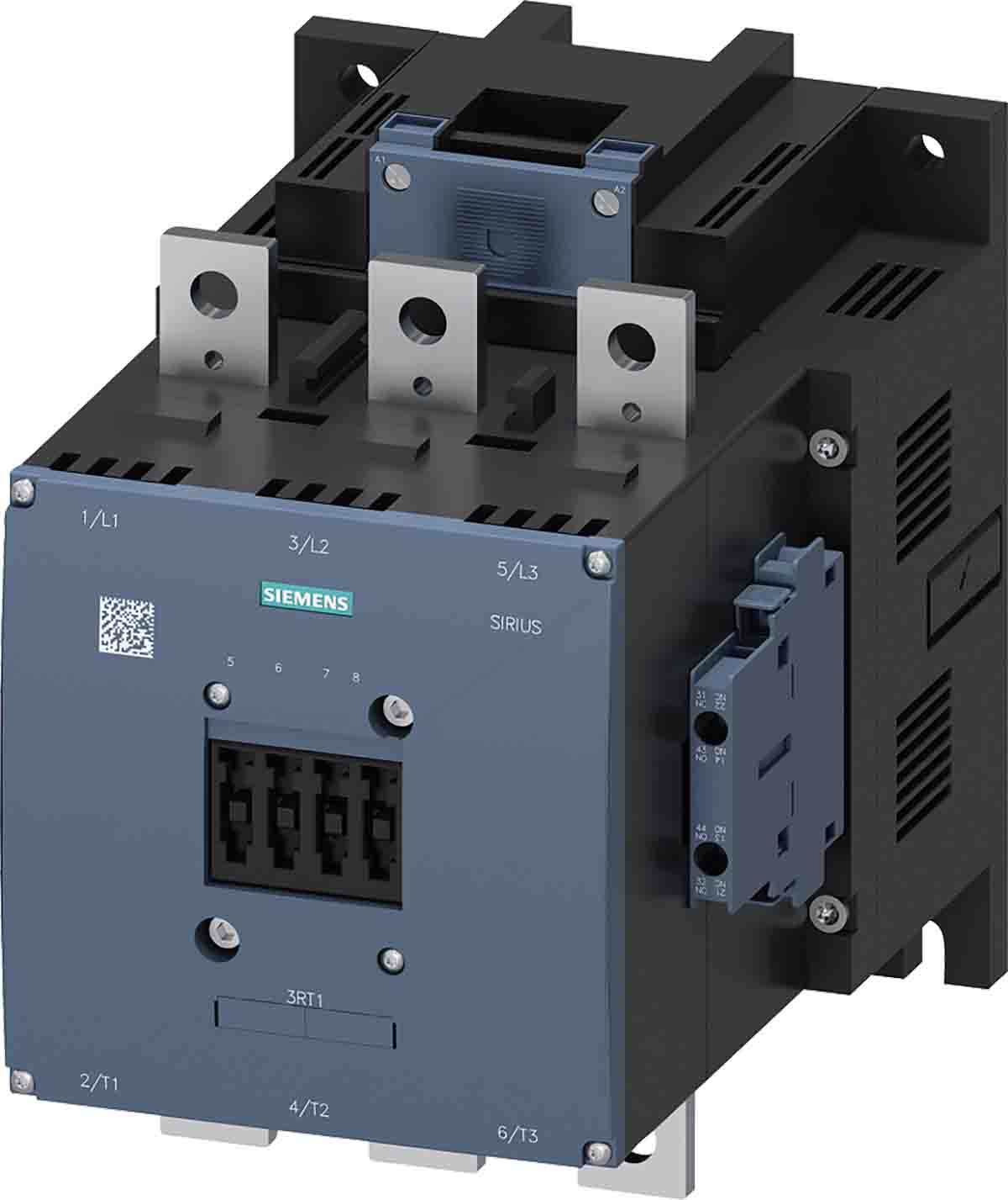 Siemens SIRIUS 3RT Size S12, 3RT1 Contactor, 110 → 127 V ac/dc Coil, 3-Pole, 400 A, 200 kW, 2NO + 2NC | 3RT1075-6AF36