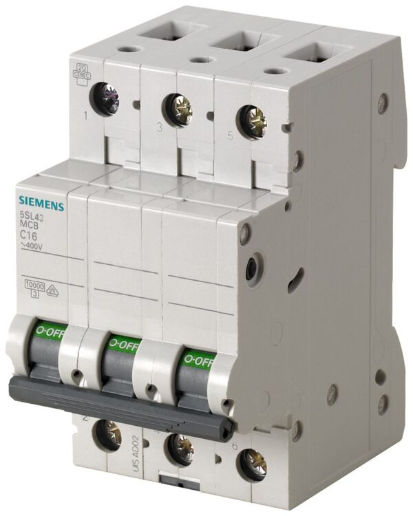 Siemens SENTRON 5SL4 MCB, 3P, 10A Curve B, 400V AC, 72V DC