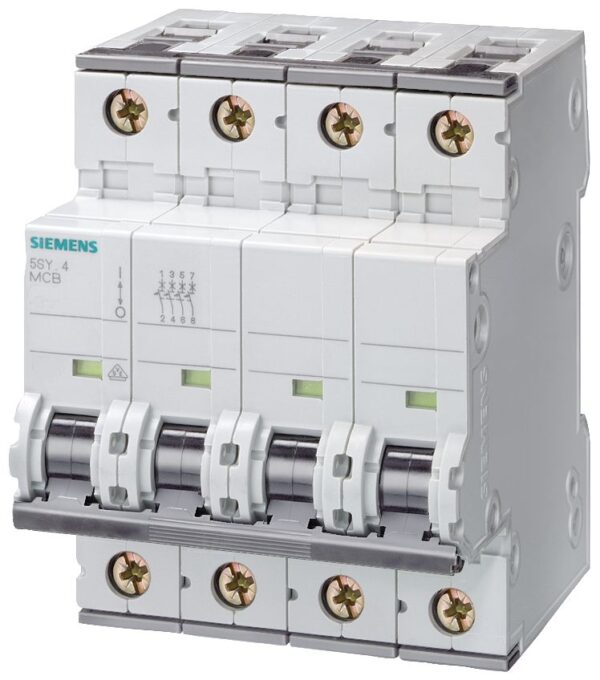 Siemens SENTRON 5SY7 MCB, 4P, 32A Curve B, 400V AC, 72V DC, 5 kA Breaking Capacity