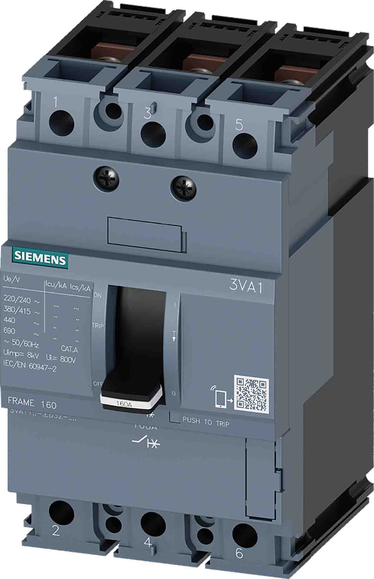 Siemens, SENTRON MCCB 3P 50A, Breaking Capacity 70 kA | 3VA1150-6ED32-0AA0