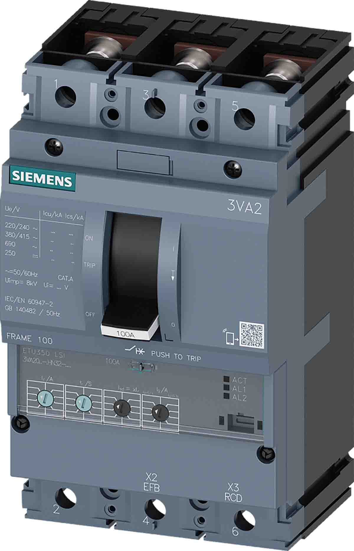 Siemens, SENTRON MCCB 3P 40A, Breaking Capacity 55 kA, Fixed Mount | 3VA2040-5HN32-0AA0