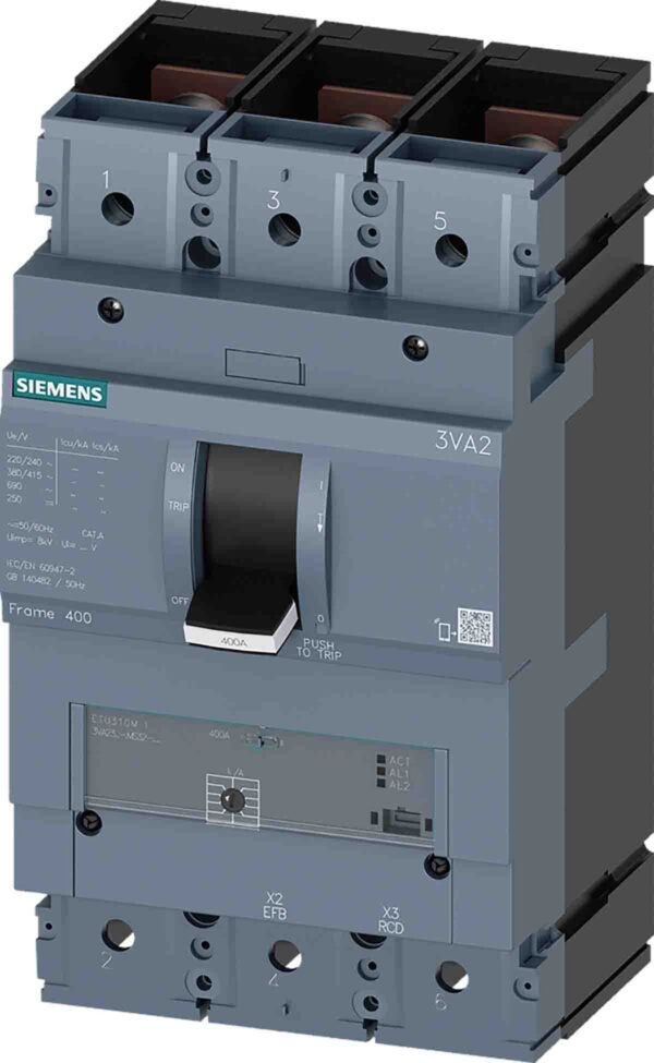 Siemens, SENTRON MCCB 3P 250A, Breaking Capacity 110 kA, Fixed Mount
