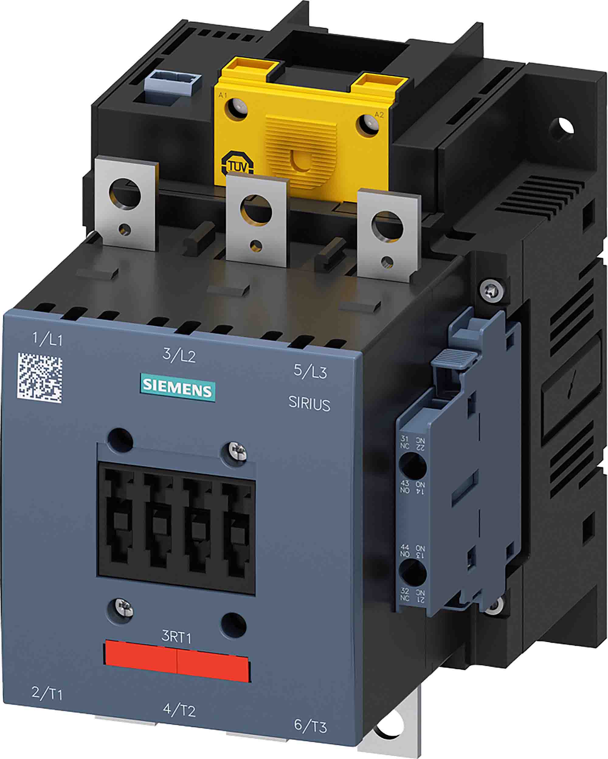 Siemens SIRIUS 3RT Size S6, 3RT1 Contactor, 277 V Coil, 3-Pole, 150 A, 75 kW, 2NO + 2NC | 3RT1055-6SP36-3PA0
