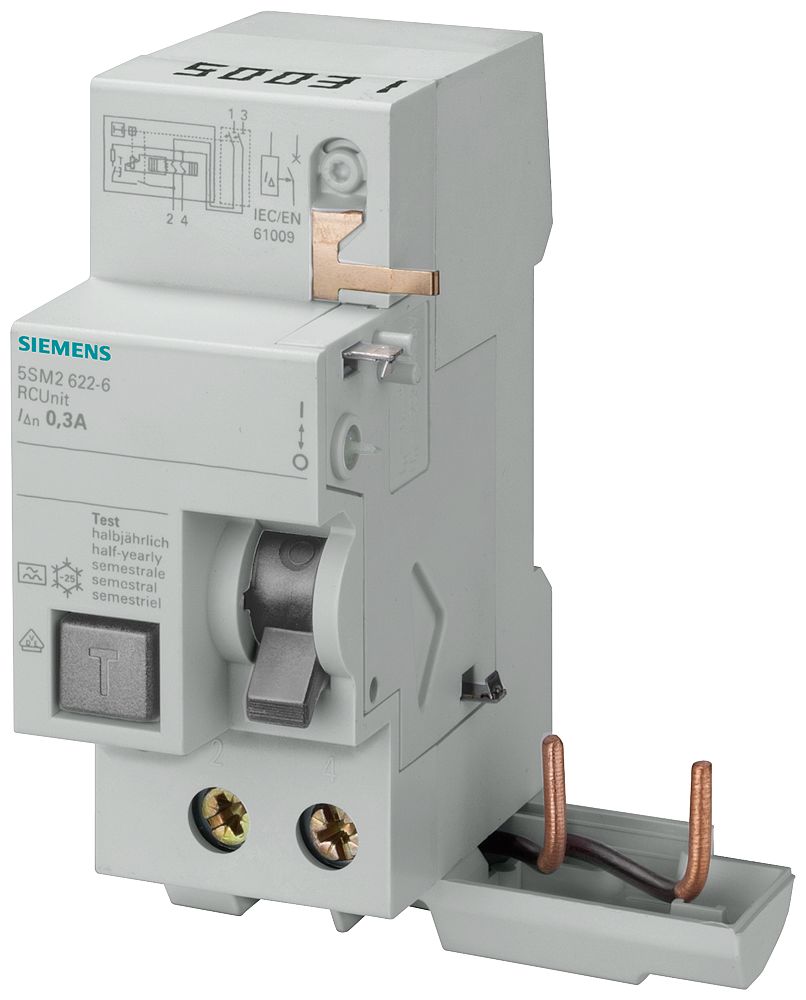 Siemens RCBO, 40A Current Rating, 2P Poles, 300mA Trip Sensitivity, Type A, SENTRON Range | 5SM2622-8