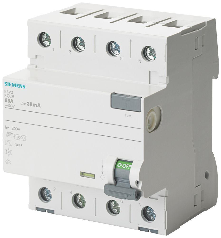 Siemens 5sV3 RCCB, 40A, 4 Pole, 30mA, Type A, 400V ac | 5SV3344-6KK03