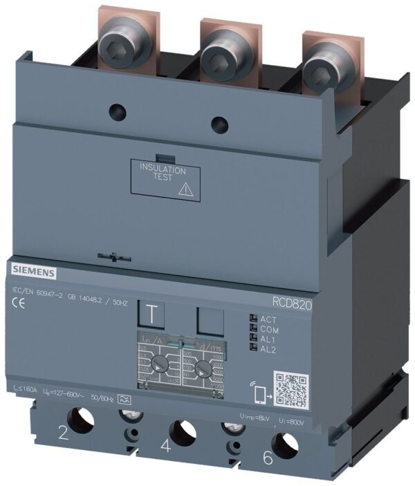 Siemens 3VA91 RCD, 160A, 3 Pole, Type A