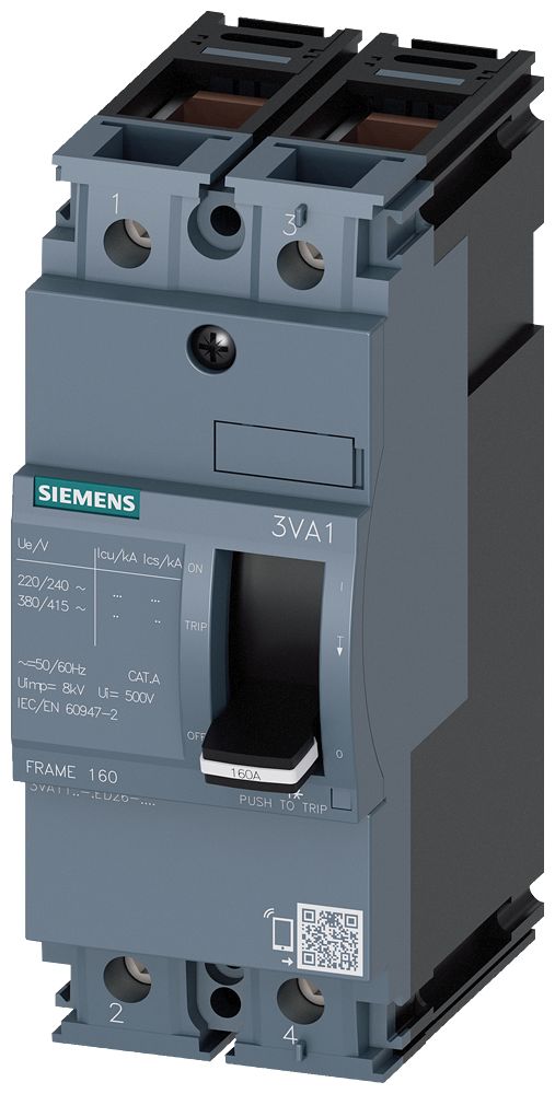 Siemens SENTRON 3VA1 MCB, 2P, 50A | 3VA1150-5ED26-0AA0
