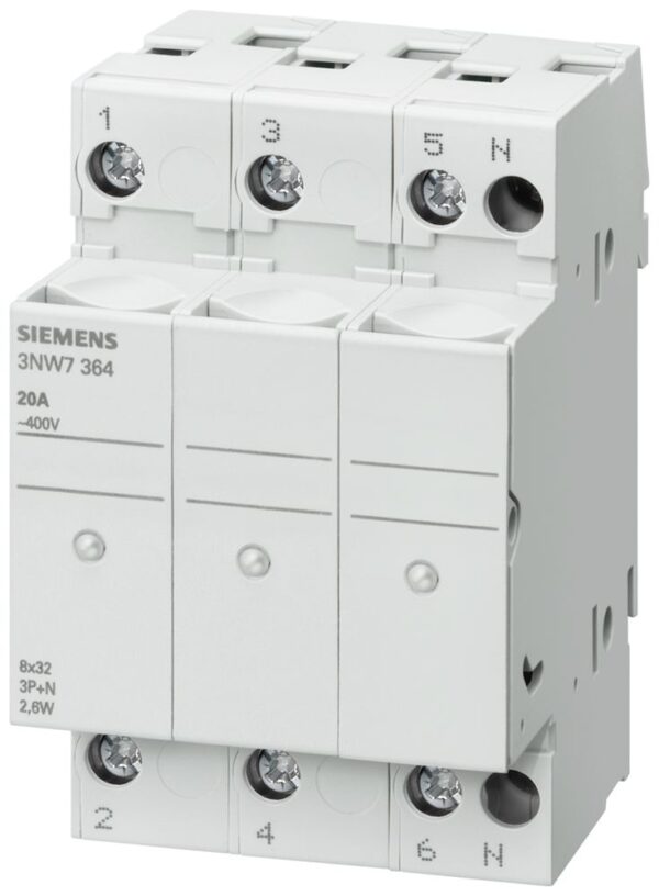 Siemens 32A Rail Mount Fuse Holder for 10 x 38mm Fuse, 3P, 690V