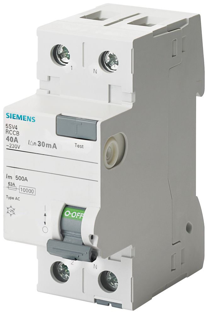 Siemens 5SV4312 RCCB, 25A, 2 Pole, 30mA, Type AC, 230V ac | 5SV4312-0