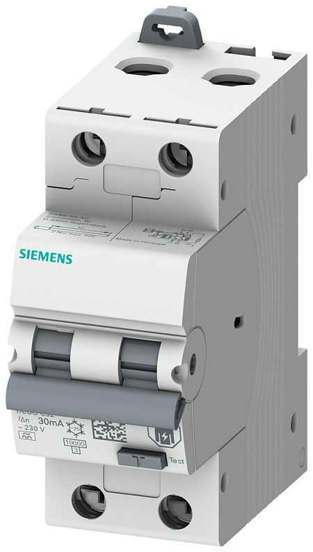 Siemens RCBO, 20A Current Rating, 2P Poles, 30mA Trip Sensitivity, Type B, Sentron Range | 5SU1324-6FP20