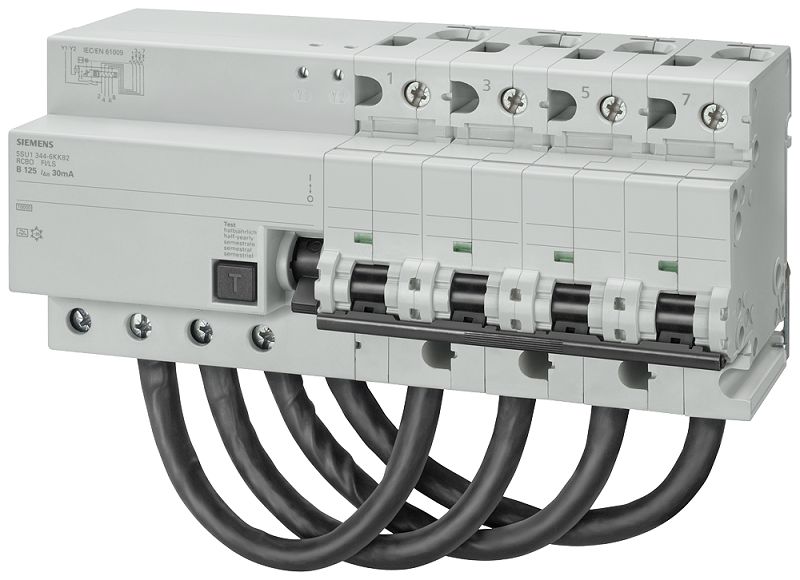 Siemens RCBO, 125A Current Rating, 4P Poles, 300mA Trip Sensitivity, Type C, Sentron Range | 5SU1674-7DK82