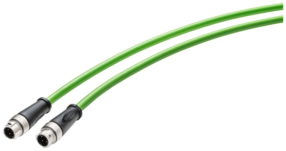 Siemens, 500mm Cat5e, Green M12 to Male M12, Aluminium Foil, Tinned Copper Braid Shielded, Terminated | 6XV18718AE50