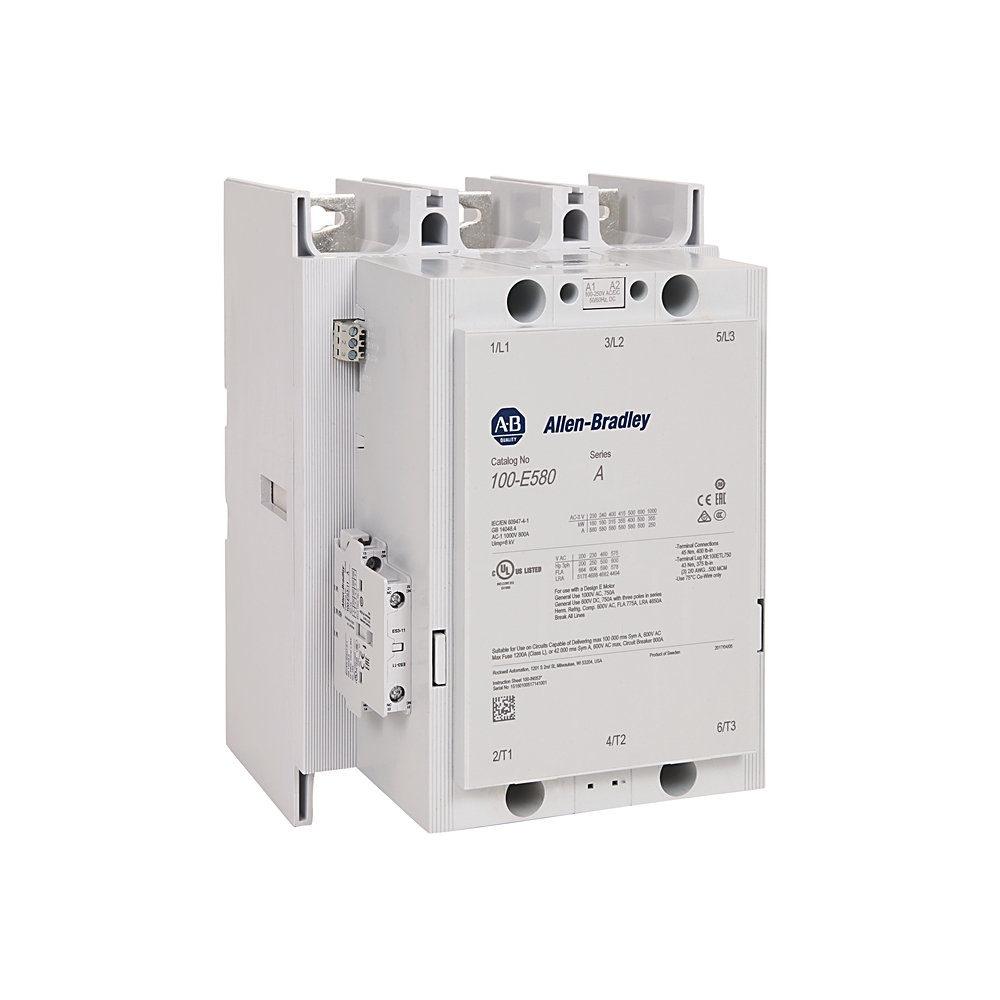 Allen Bradley 100-E1260EJ11 100-E Contactors Contactor, 24 → 60 V ac Coil, 3-Pole, 1.26 kA, 1NC/1NO | 100-E1260EJ11
