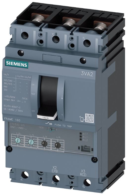 Siemens, SENTRON MCCB 3P 25A, Breaking Capacity 110 kA, Fixed Mount | 3VA2125-7HM32-0AA0