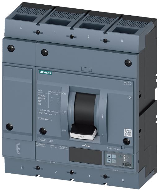 Siemens, SENTRON MCCB 4P 1kA, Breaking Capacity 25 kA, Fixed Mount | 3VA2510-5KQ42-0AA0