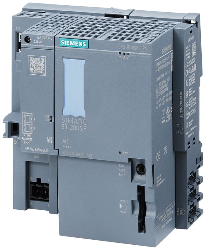 Siemens SIMATIC ET 200SP Series PLC CPU for Use with SIMATIC ET 200SP, 24 V Supply, 1-Input, Digital Input | 6ES7510-1DK03-0AB0