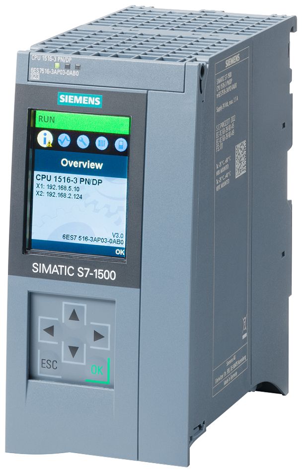 Siemens SIMATIC S7-1500 Series PLC CPU for Use with SIMATIC S7-1500 Series, 24 V Supply, 3-Input, Digital Input | 6ES7516-3AP03-0AB0