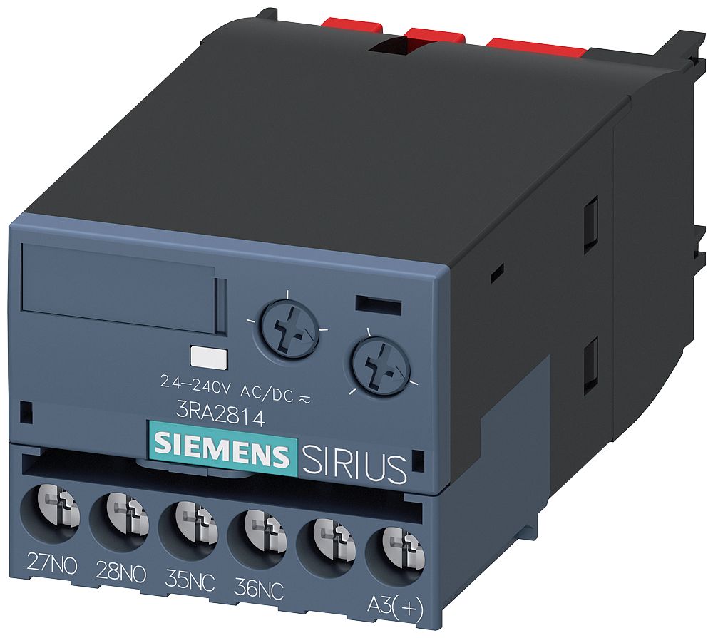 Siemens Auxiliary Switch Block, 2 Contact, 1 NC + 1 NO, Clip-On, SIRIUS 3RA28 | 3RA28141FW10