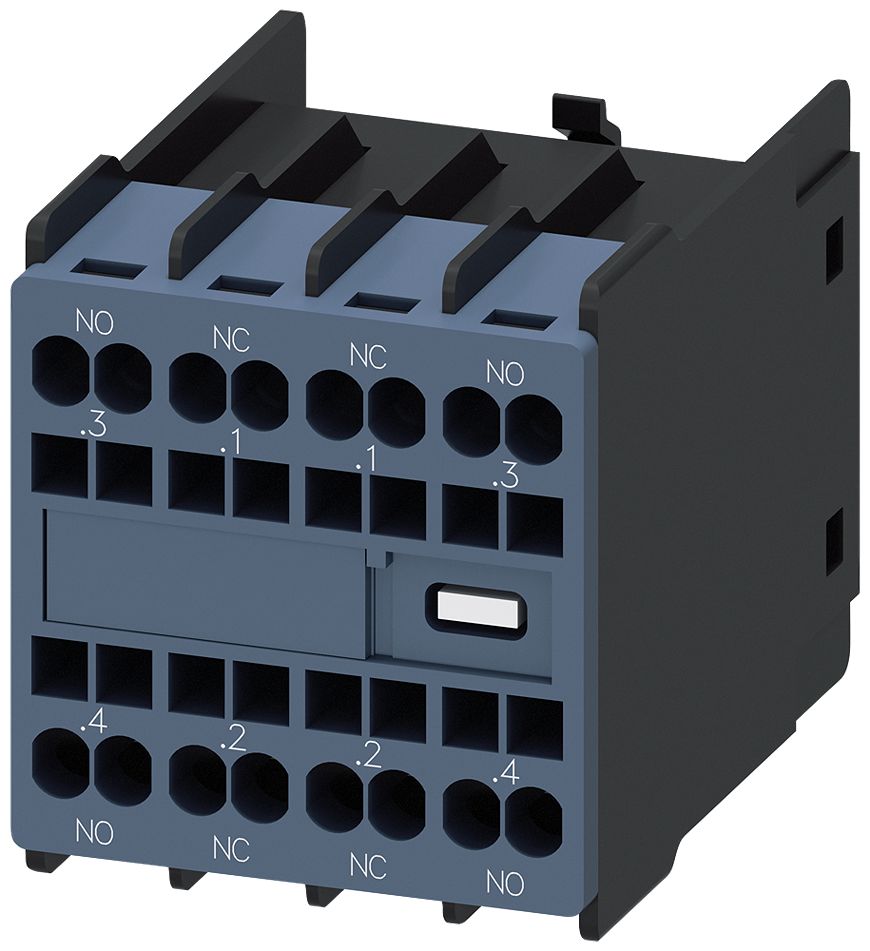Siemens Auxiliary Switch Block, 4 Contact, 2NO + 2NC, Snap-On Mounting, SIRIUS 3RH2 | 3RH29162FA22