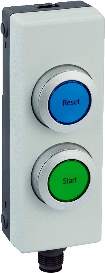 SICK Slow Action Control Station Switch - 2NO, PBT, 2 Cutouts, Blue, +/-, IP65 | ER12-SD5E8 / 6051321