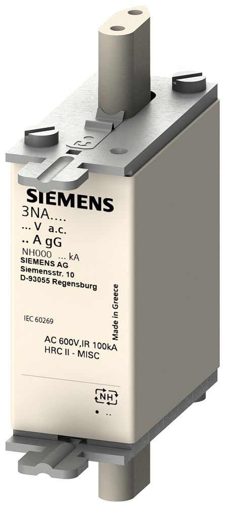 Siemens 40A Tag Fuse, NH000, 690V ac, 77.8mm | 3NA3817-6KJ